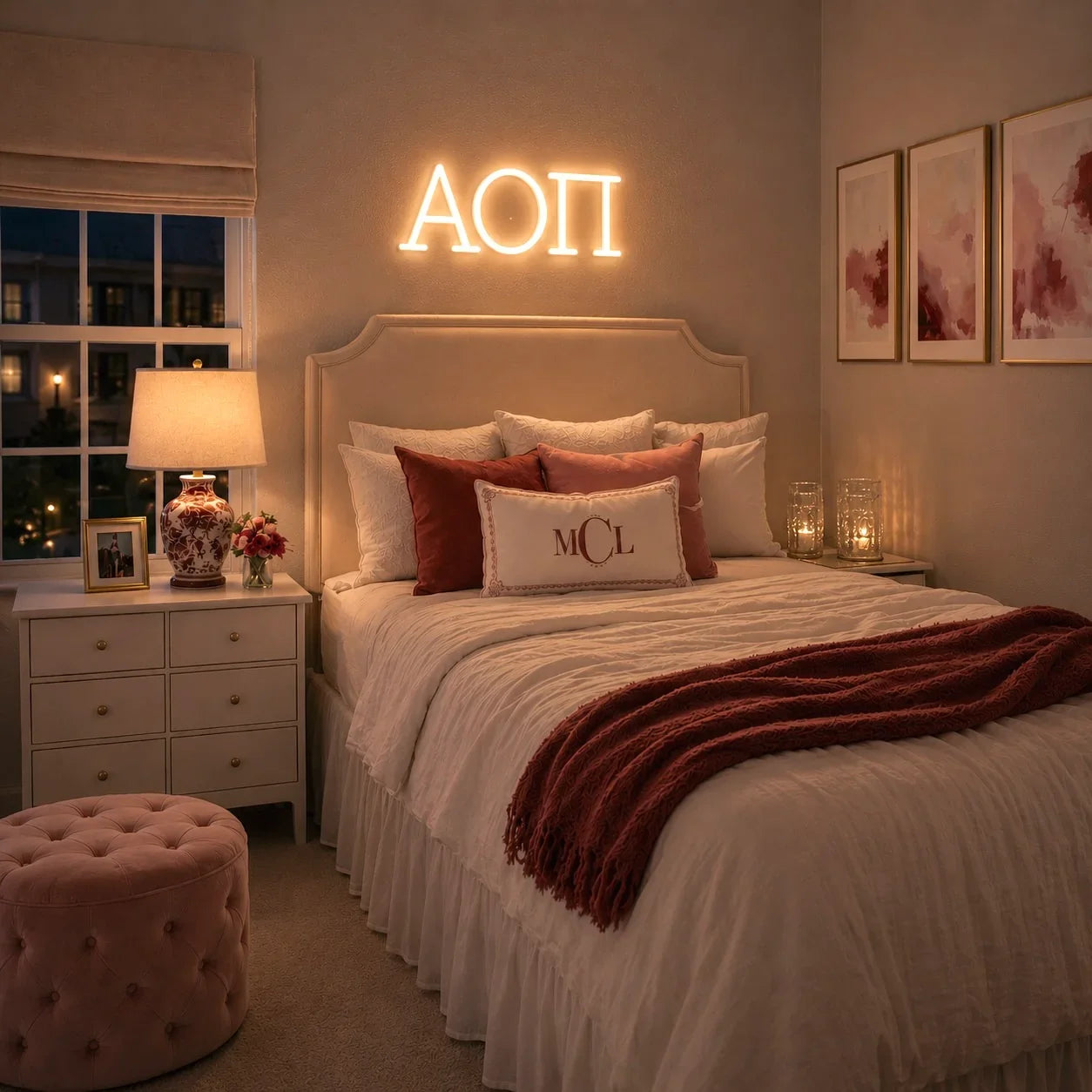 Alpha Omicron Pi Greek Letters LED Neon Sign w/ Dimmer