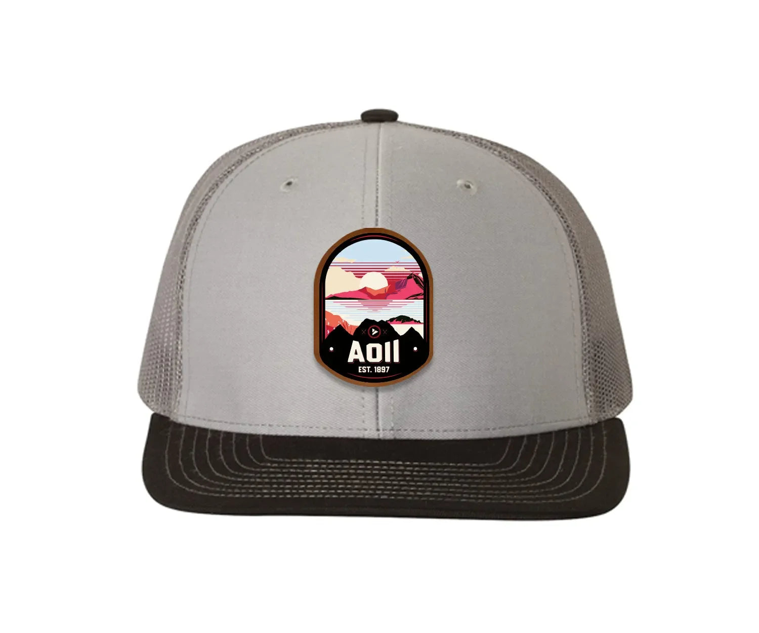 Alpha Omicron Pi Richardson 112 UV Print Leatherette Patch Trucker Hat - Ventura