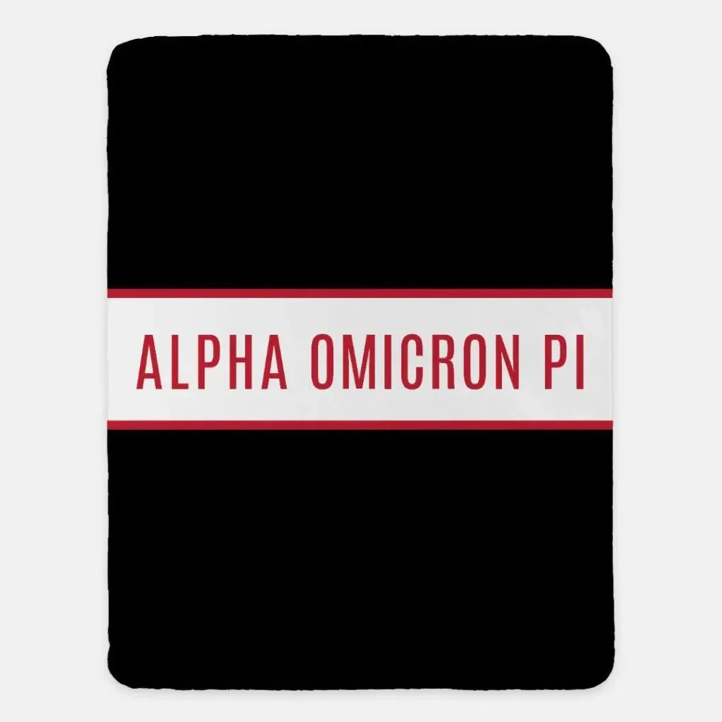 Alpha Omicron Pi XL 60x80 Sherpa Throw Blanket - Center Band