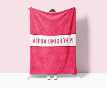 Alpha Omicron Pi XL 60x80 Sherpa Throw Blanket - Center Band