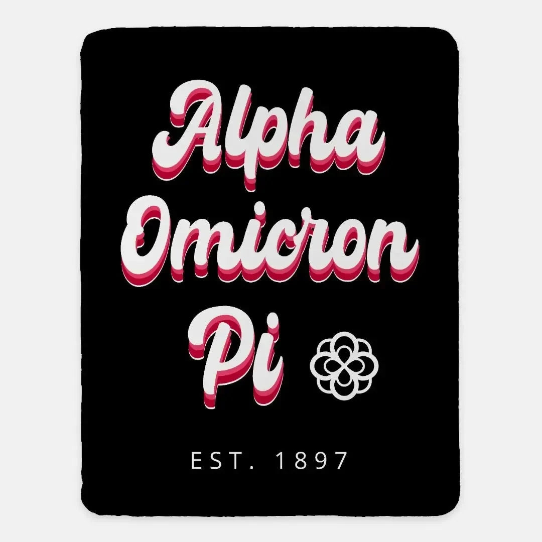 Alpha Omicron Pi XL 60x80 Sherpa Throw Blanket - Retro