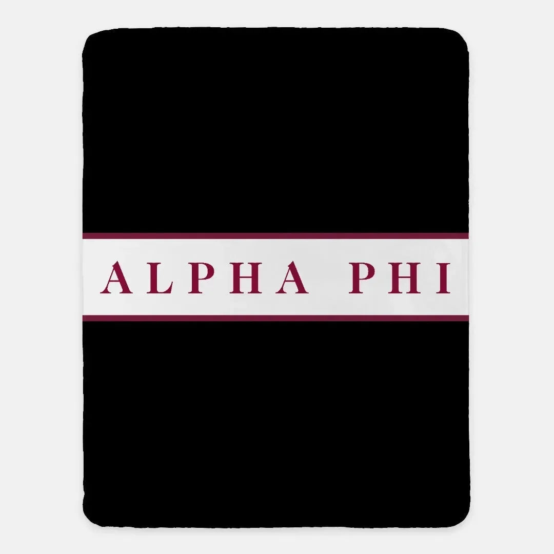 Alpha Phi Black XL 60x80 Traditional Sherpa Blanket