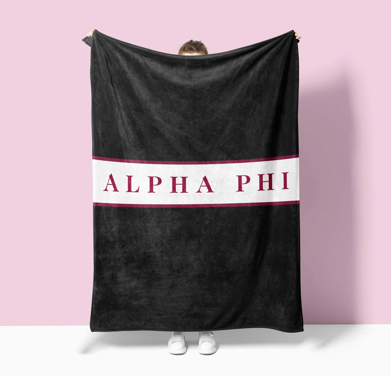 Alpha Phi Black XL 60x80 Traditional Sherpa Blanket