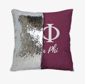 Alpha Phi Sequin Pillow Cover - Bordeaux