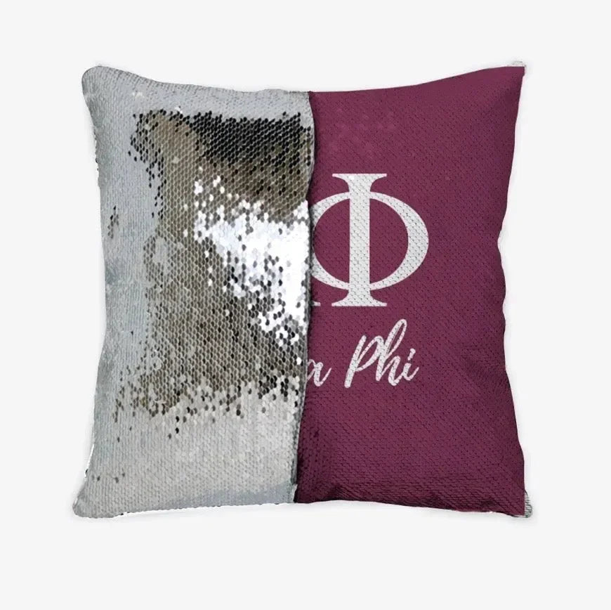 Alpha Phi Sequin Pillow Cover - Bordeaux