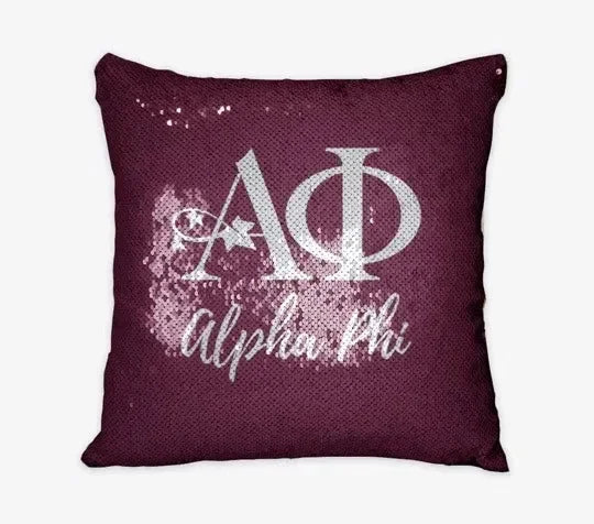 Alpha Phi Sequin Pillow Cover - Bordeaux