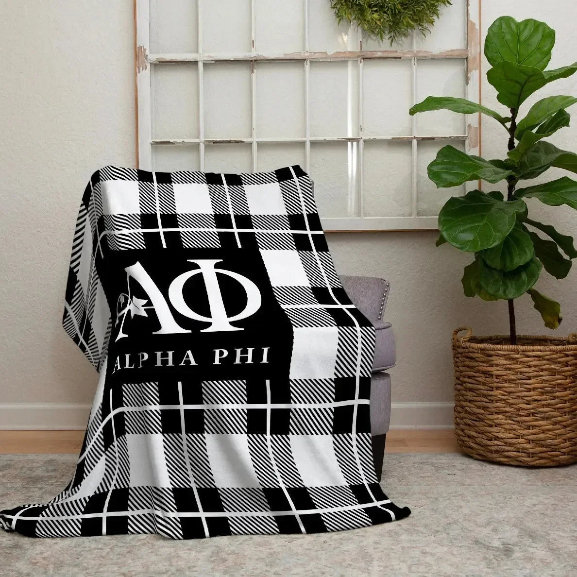Alpha Phi XL 60x80 Plaid Sherpa Blanket