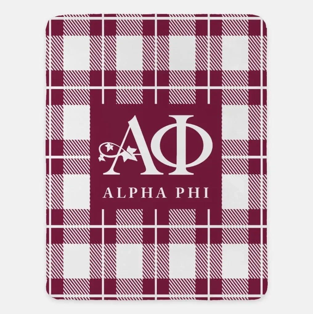 Alpha Phi XL 60x80 Plaid Sherpa Blanket