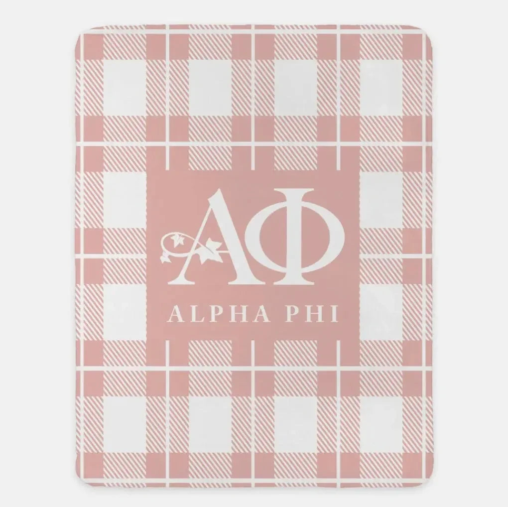 Alpha Phi XL 60x80 Plaid Sherpa Blanket