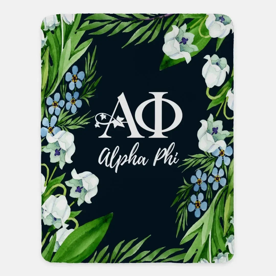 Alpha Phi XL 60x80 Sherpa Blanket - Lily Frame