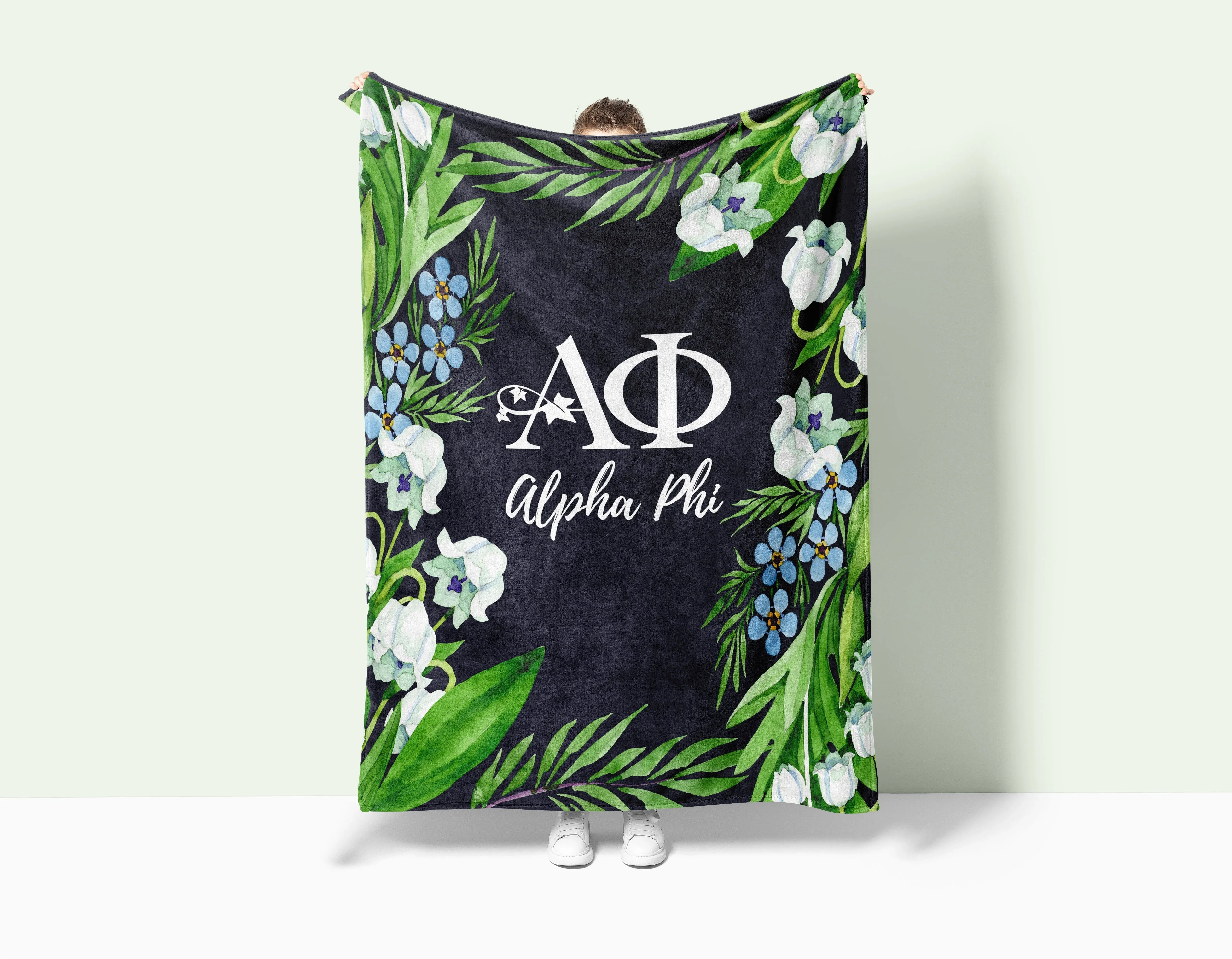 Alpha Phi XL 60x80 Sherpa Blanket - Lily Frame
