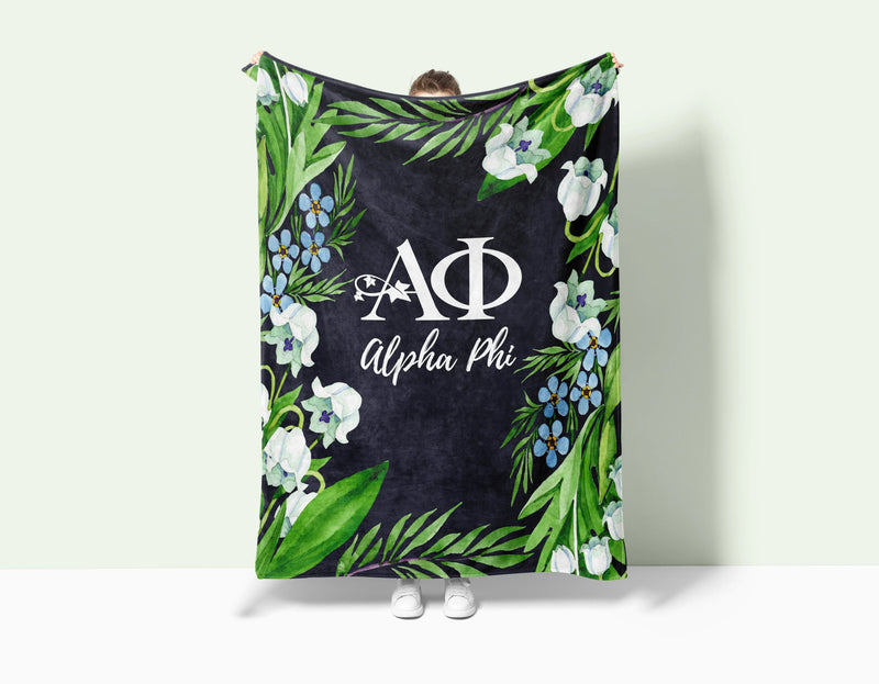 Alpha Phi XL 60x80 Sherpa Blanket - Lily Frame