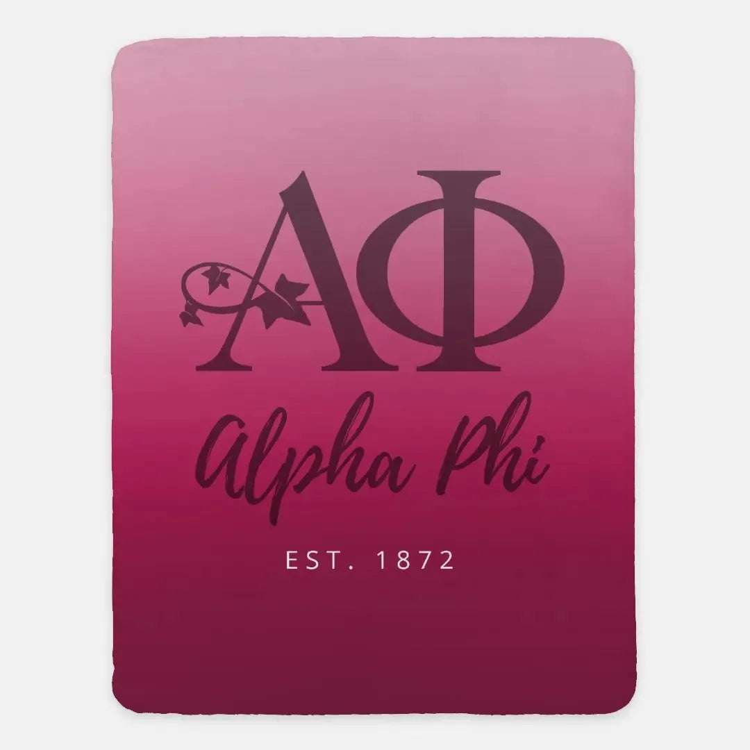 Alpha Phi XL 60x80 Sherpa Throw Blanket - Pink Gradient