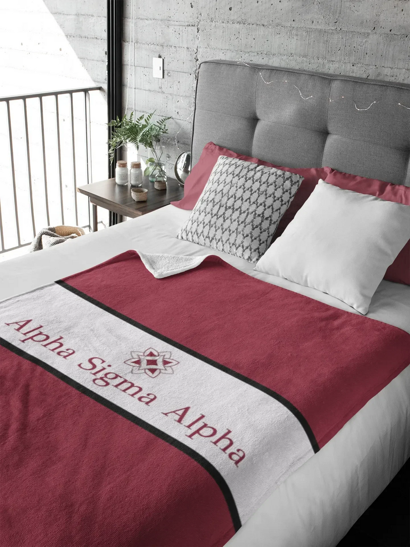 Alpha Sigma Alpha XL 60x80 Sherpa Throw Blanket