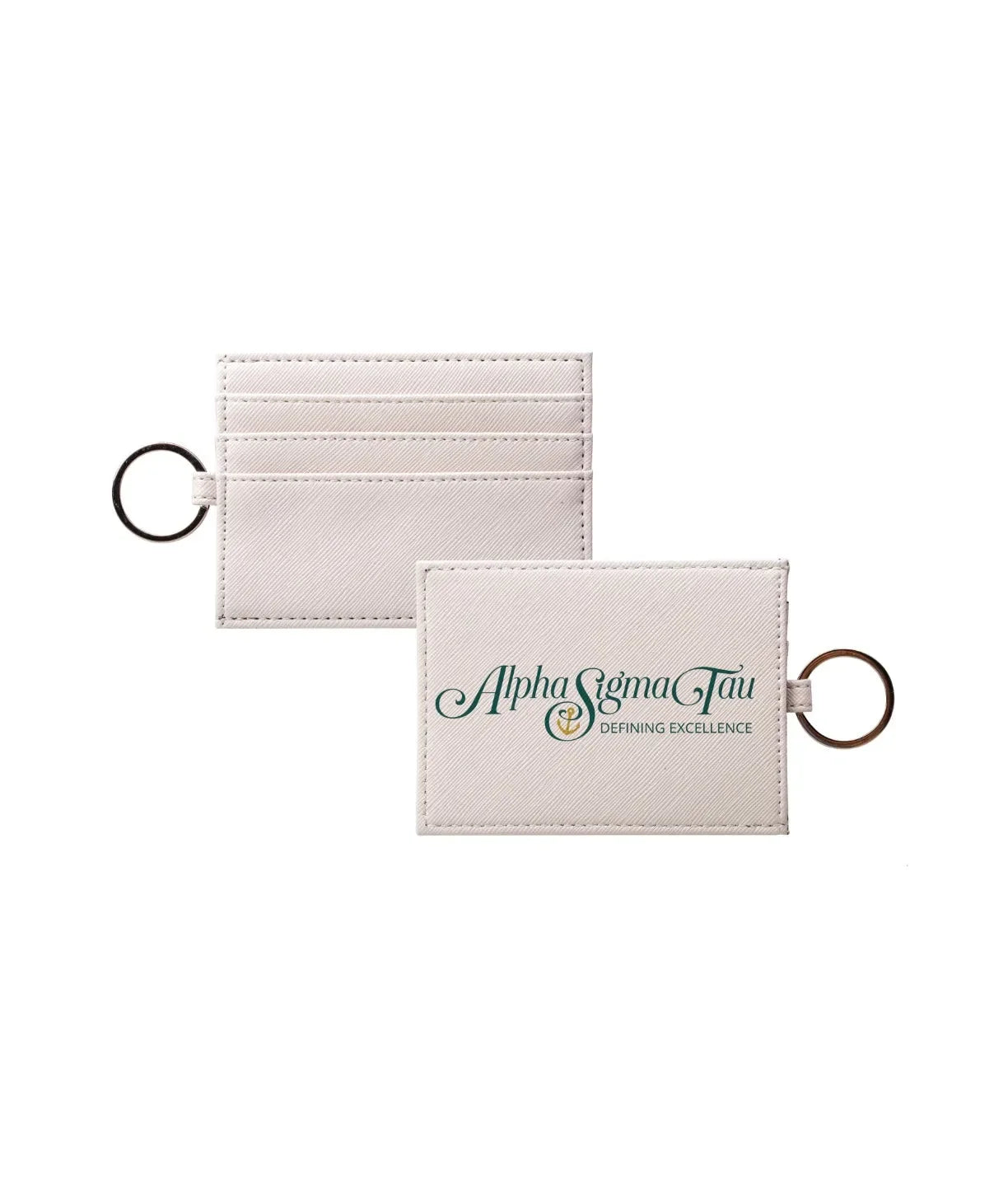 Alpha Sigma Tau Vegan Saffiano Leather Cardholder - Traditional
