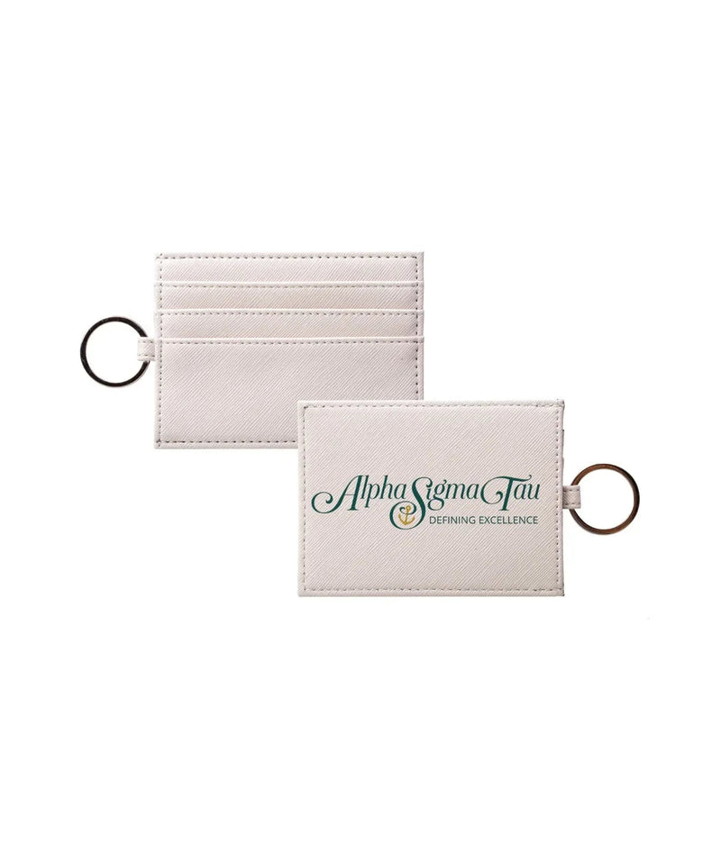 Alpha Sigma Tau Vegan Saffiano Leather Cardholder - Traditional