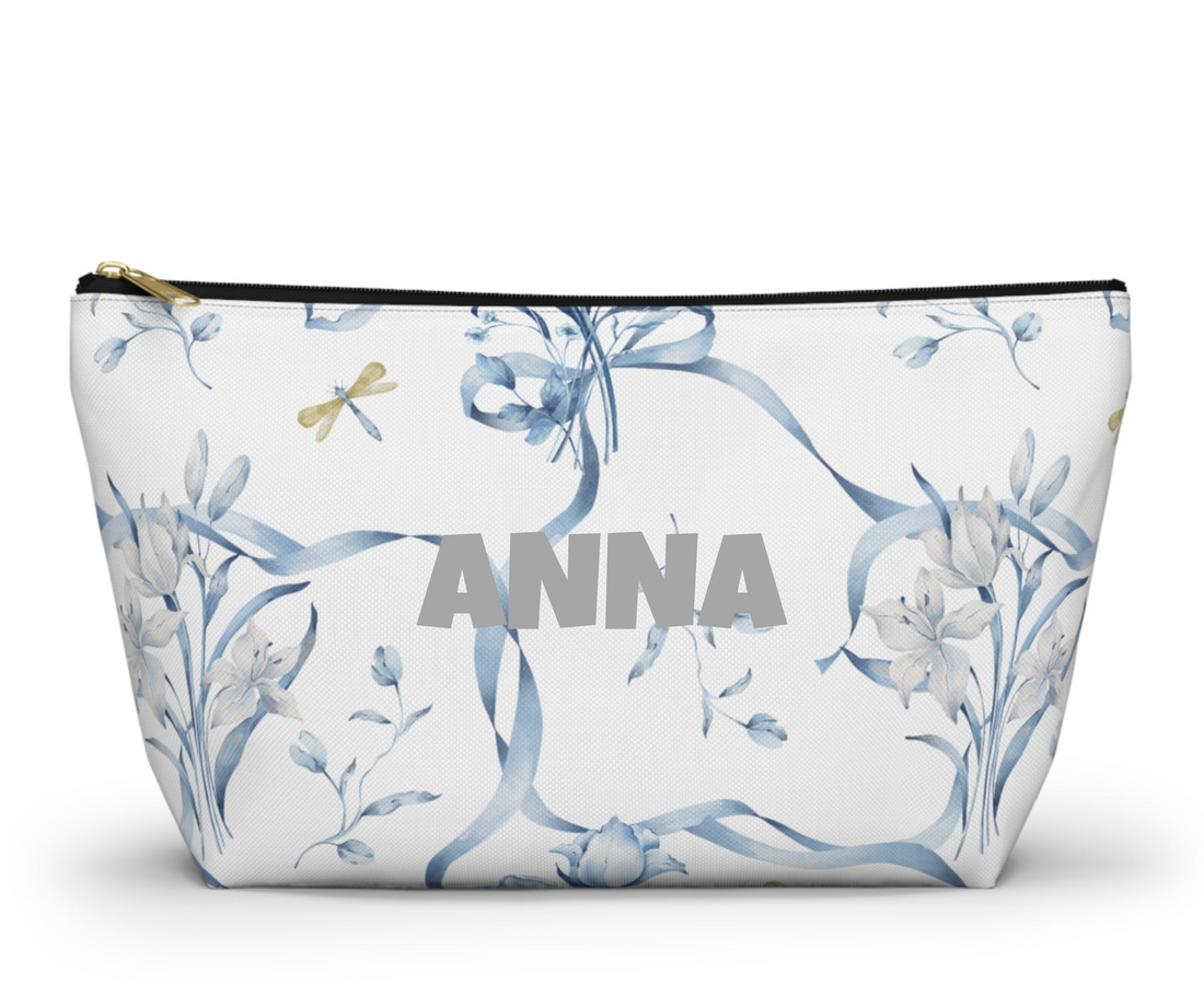 Customizable: Floral T-bottom Accessory Pouch | Gift for Her, Makeup Bag, Travel Organizer, Storage Solution, Spring Decor