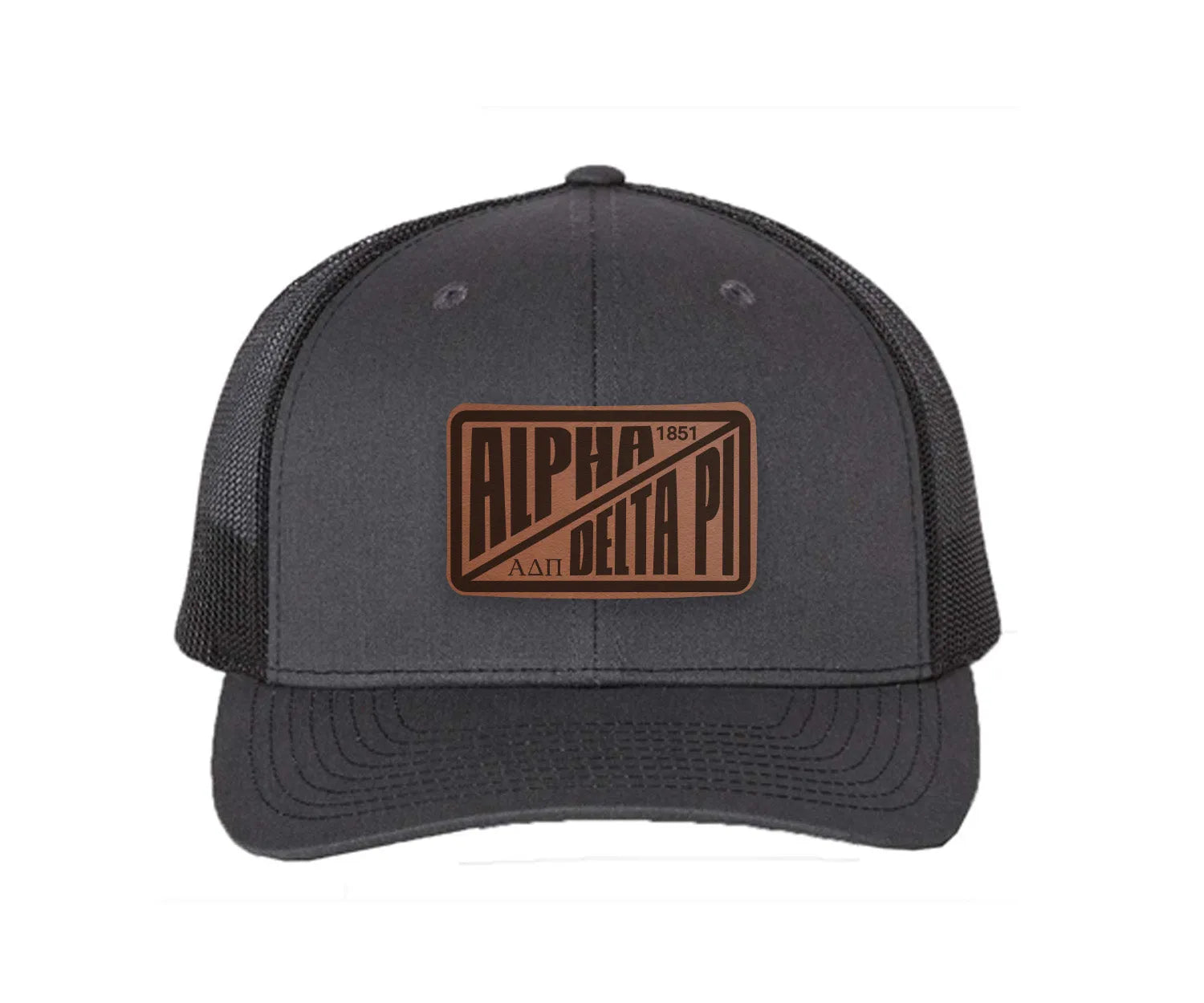 Alpha Delta Pi Richardson 112 Leatherette Patch Trucker Hat - Divide