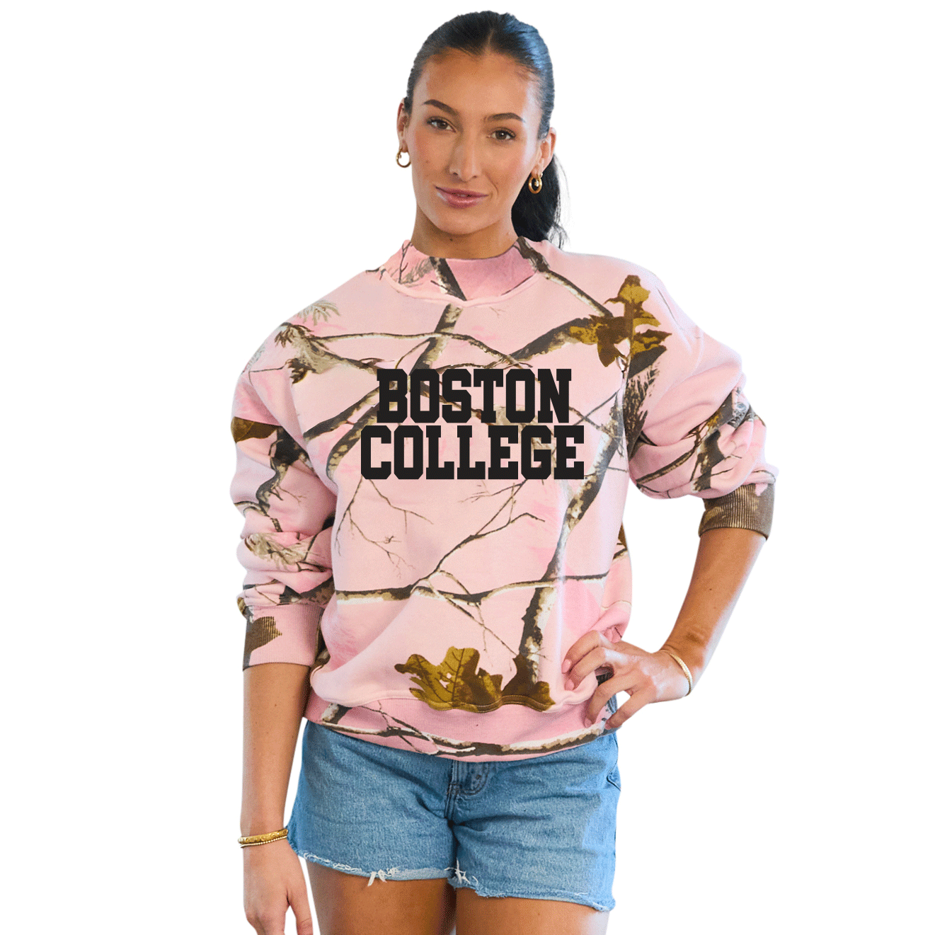 Boston College Camo Mock Neck Sweatshirt