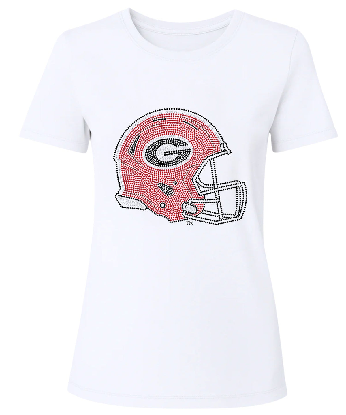 University of Georgia Helmet White Crewneck T-Shirt
