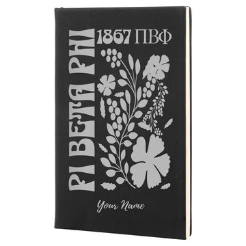 Pi Phi Beta Personalized Leatherette Notebook Journal - Retro Floral