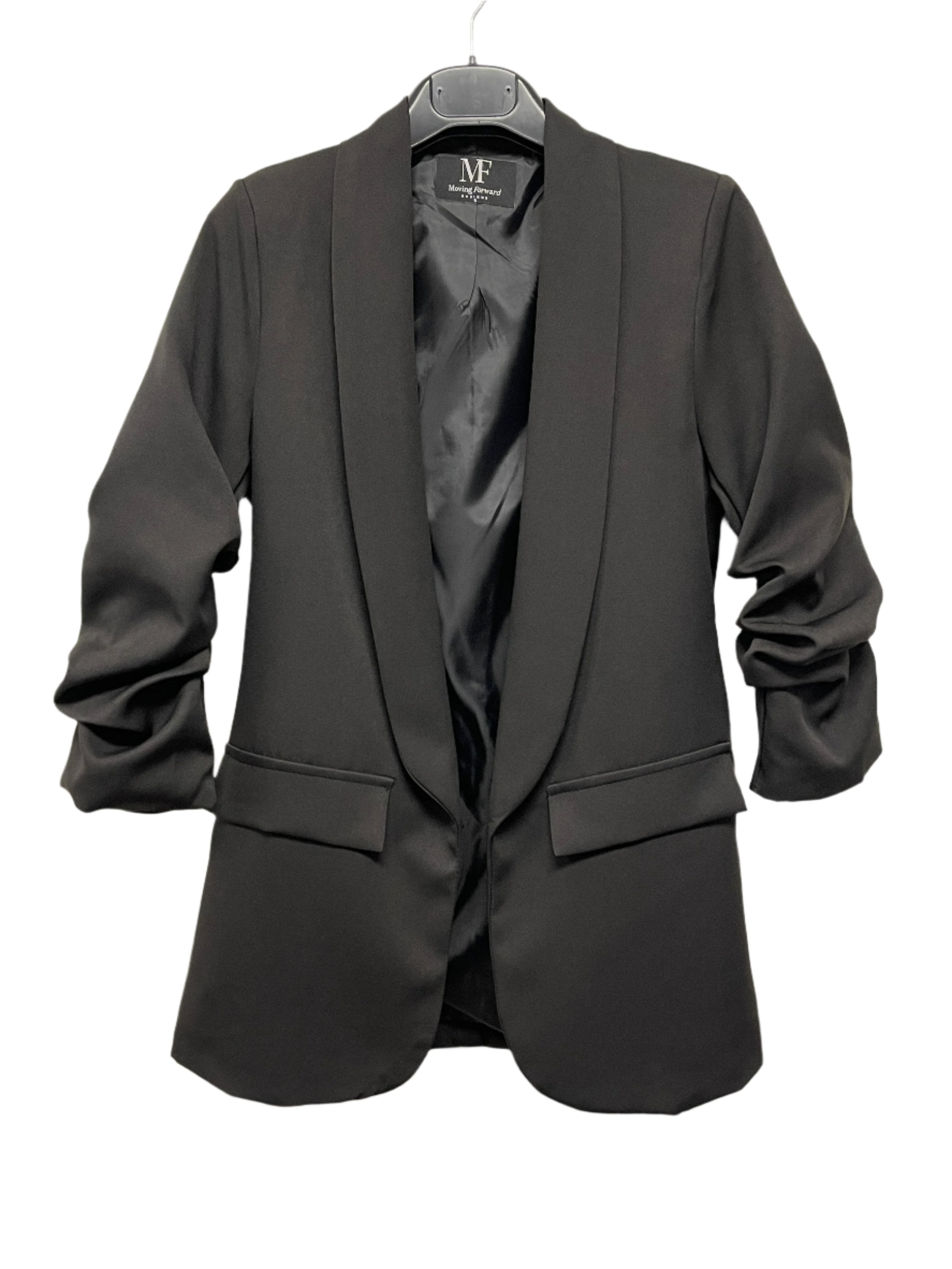 Wake Forest Script Ruched Sleeve Black Blazer