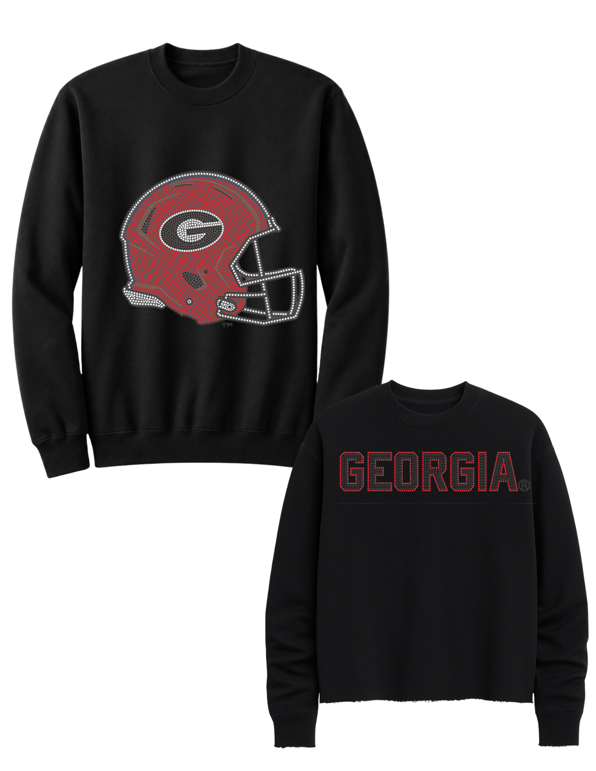 University of Georgia Helmet Georgia Script Black Crewneck Sweatshirt