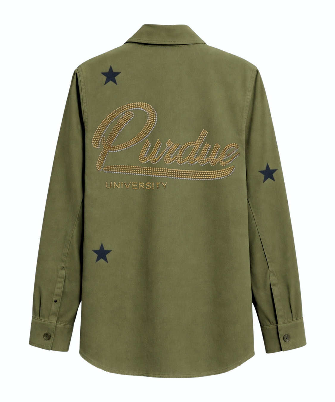 Purdue University Script Army Green Shacket