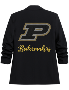 Purdue University Boilermakers P Black Ruched Blazer