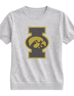 University of Iowa Block I with Tigerhawk Gray Short Sleeve Sweater