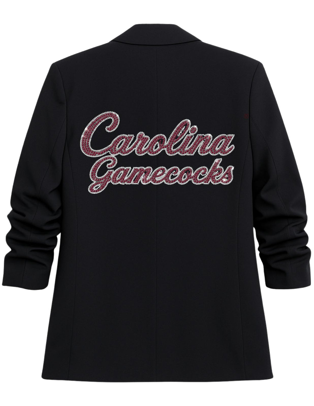 University of South Carolina Carolina Gamecocks Script Black Ruched Sleeve Blazer