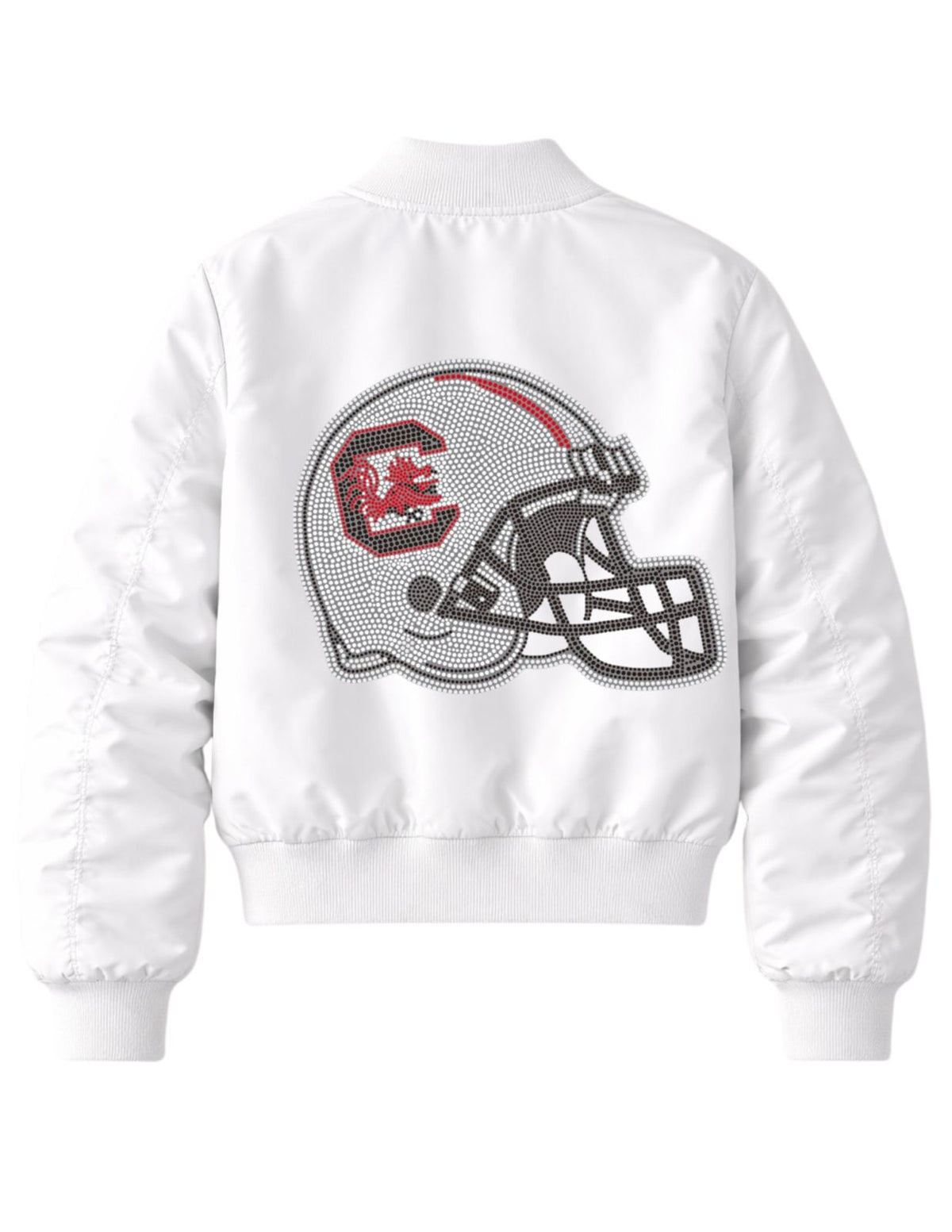 University of South Carolina Helmet White Bomber Jacket