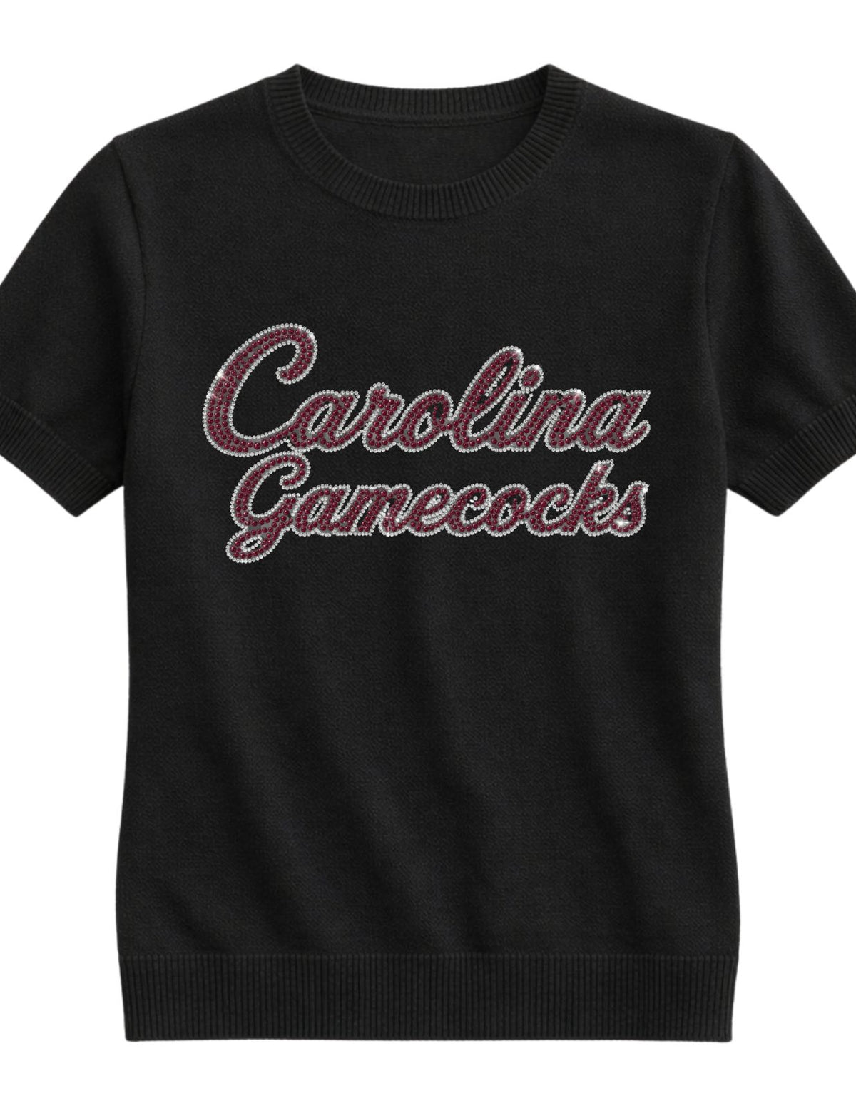 University of South Carolina Carolina Gamecocks Script Black Short Sleeve Sweater