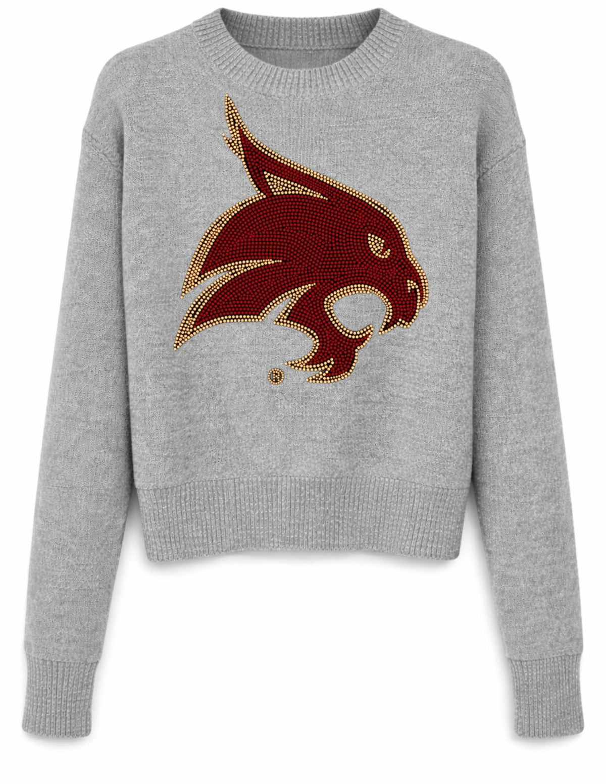 Texas State Bobcat Gray Crewneck Long Sleeve Sweater