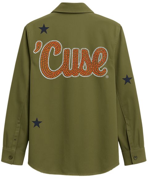 Syracuse University 'Cuse Script Army Green Shacket