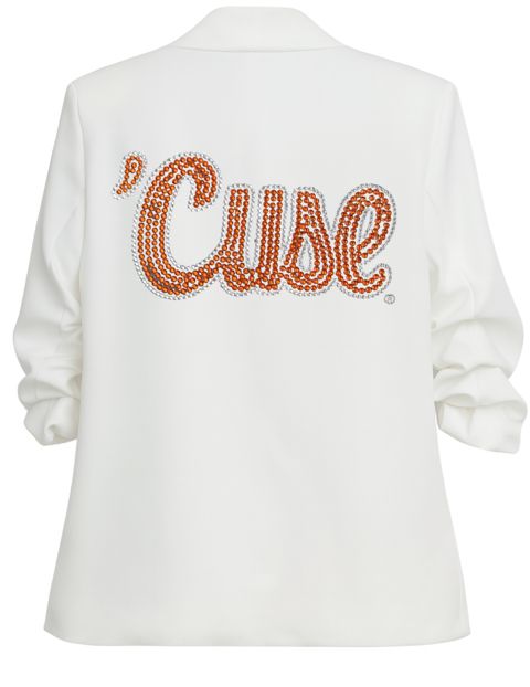 Syracuse University 'Cuse Script White Ruched Sleeve Blazer