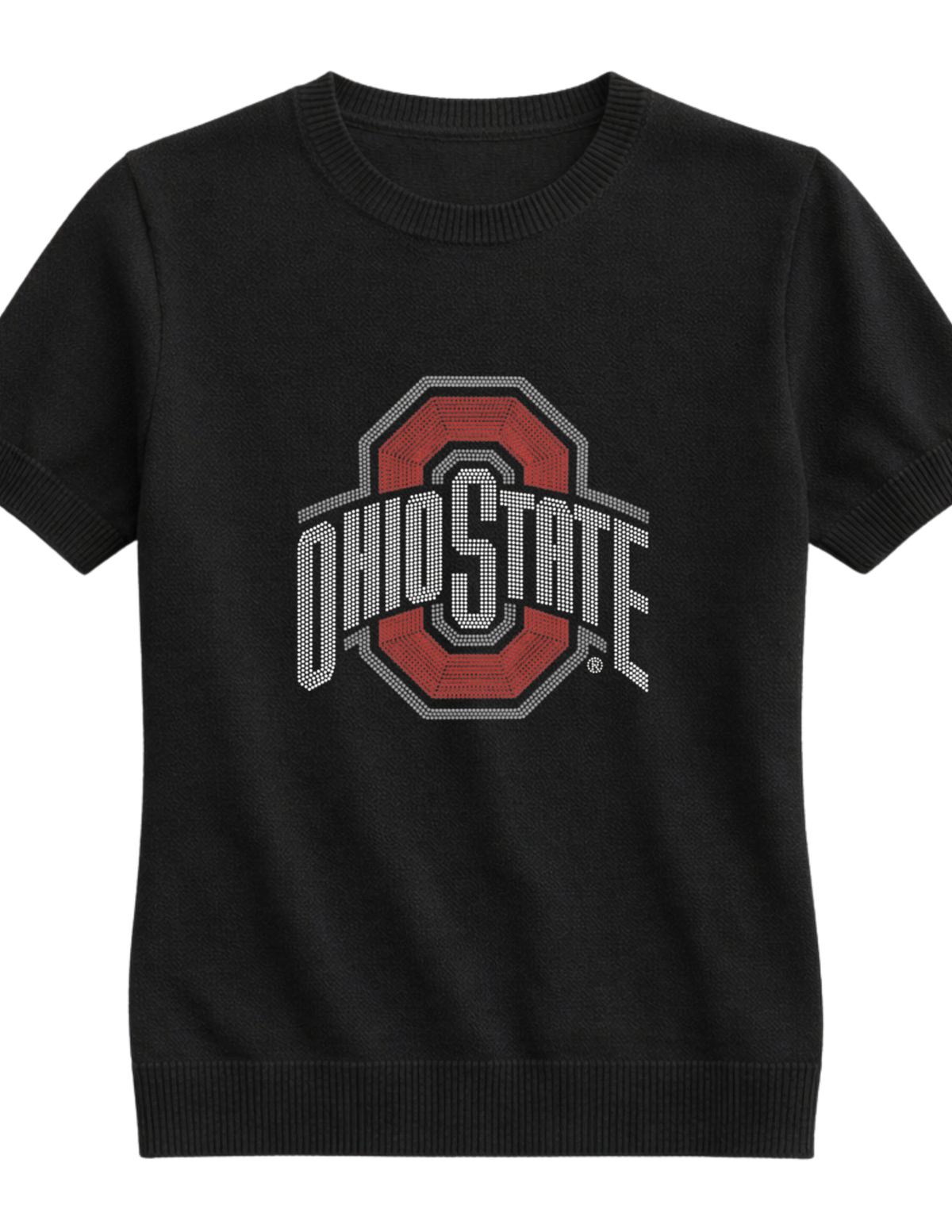 Ohio State Red Block O Black Short Sleeve Sweater