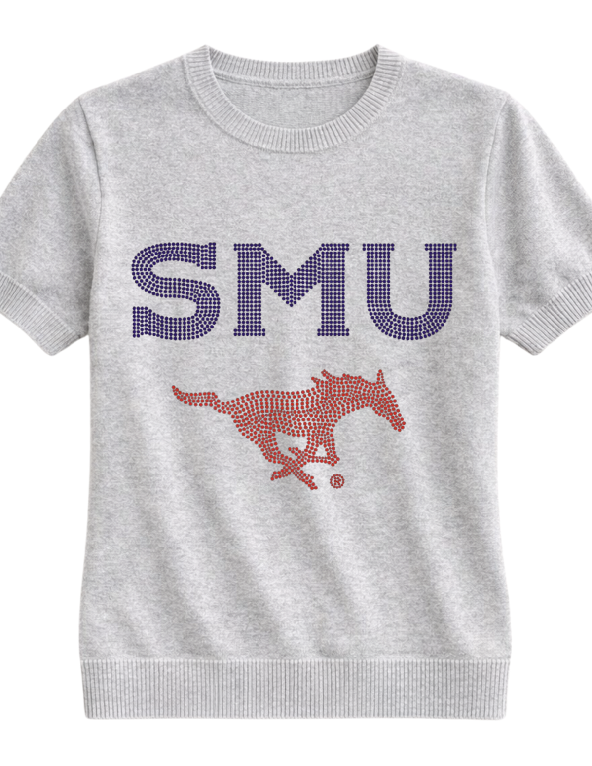 SMU Mustangs Gray Short Sleeve Sweater