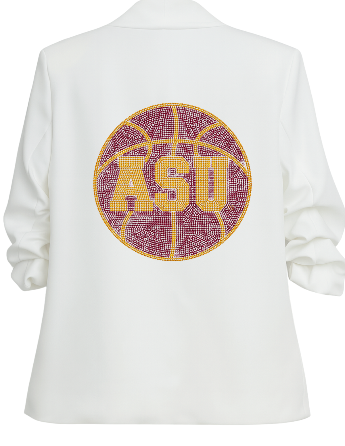 Arizona State Basketball ASU White Ruched Sleeve Blazer