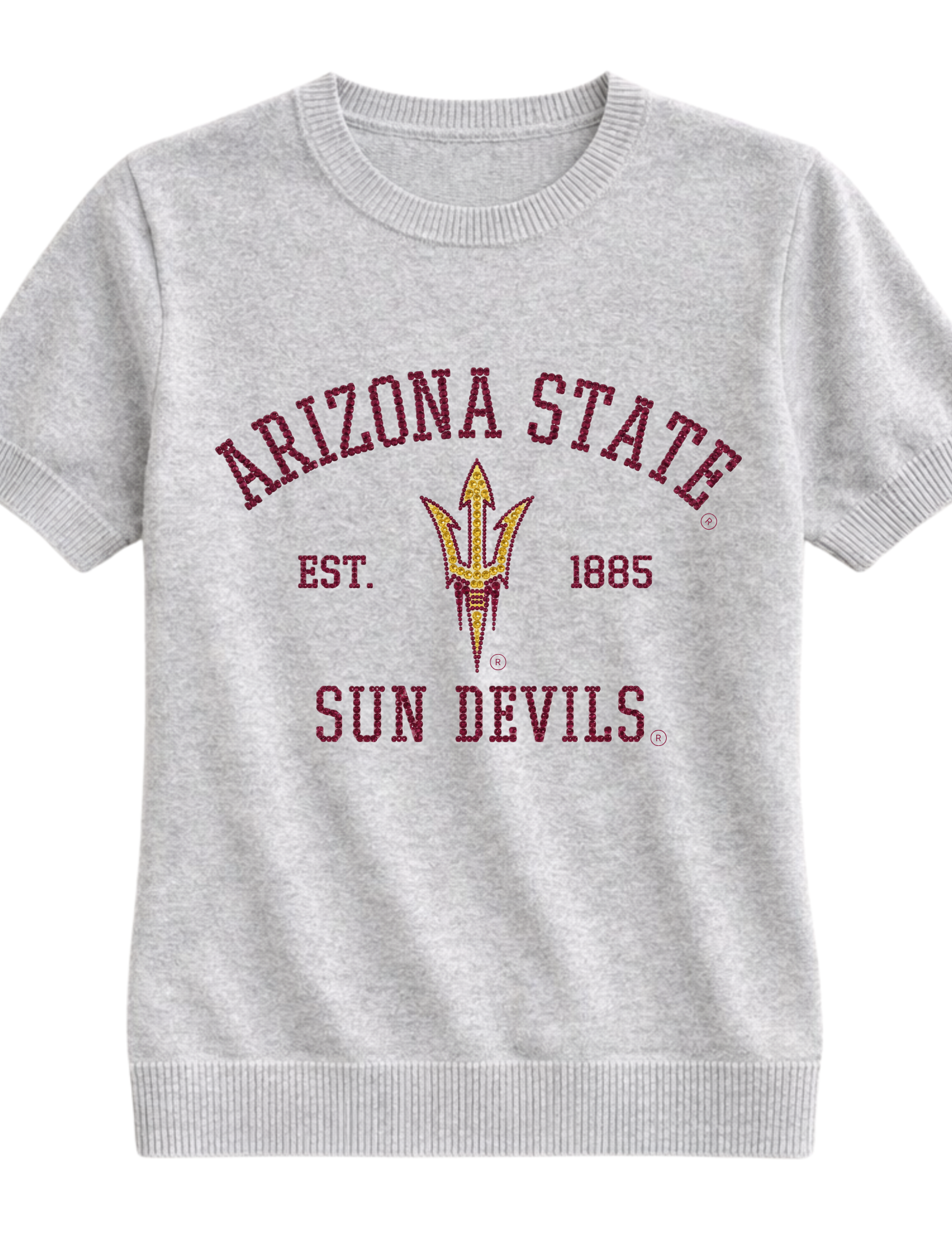 Arizona State Est. 1885 Sun Devils Gray Short Sleeve Sweater