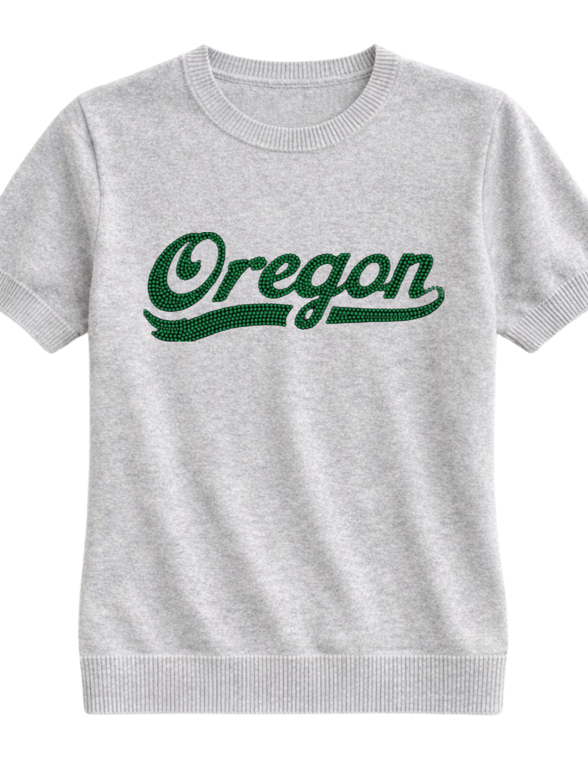 University Of Oregon Oregon Script Gray Short Sleeve Sweater
