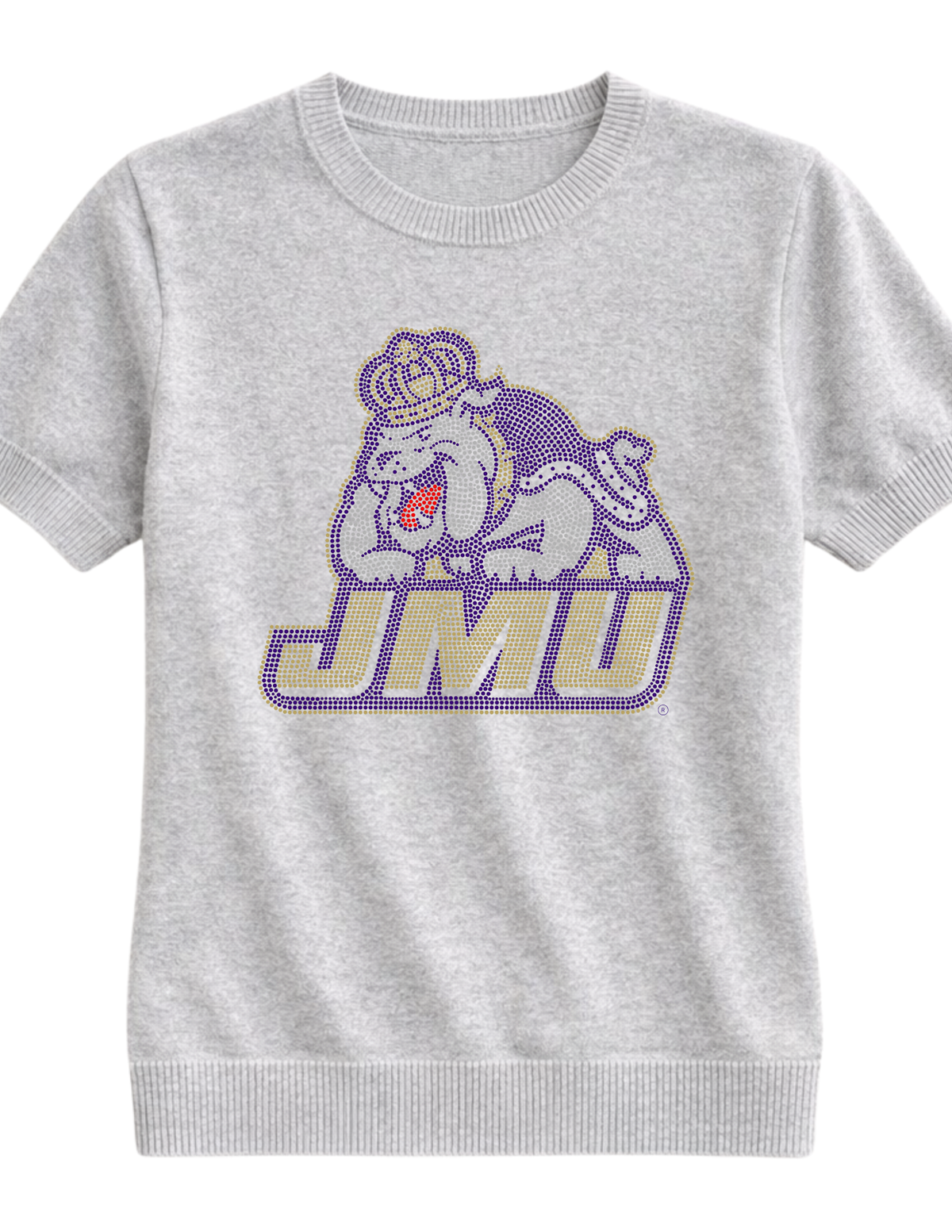 James Madison Bulldog JMU Gray Short Sleeve Sweater