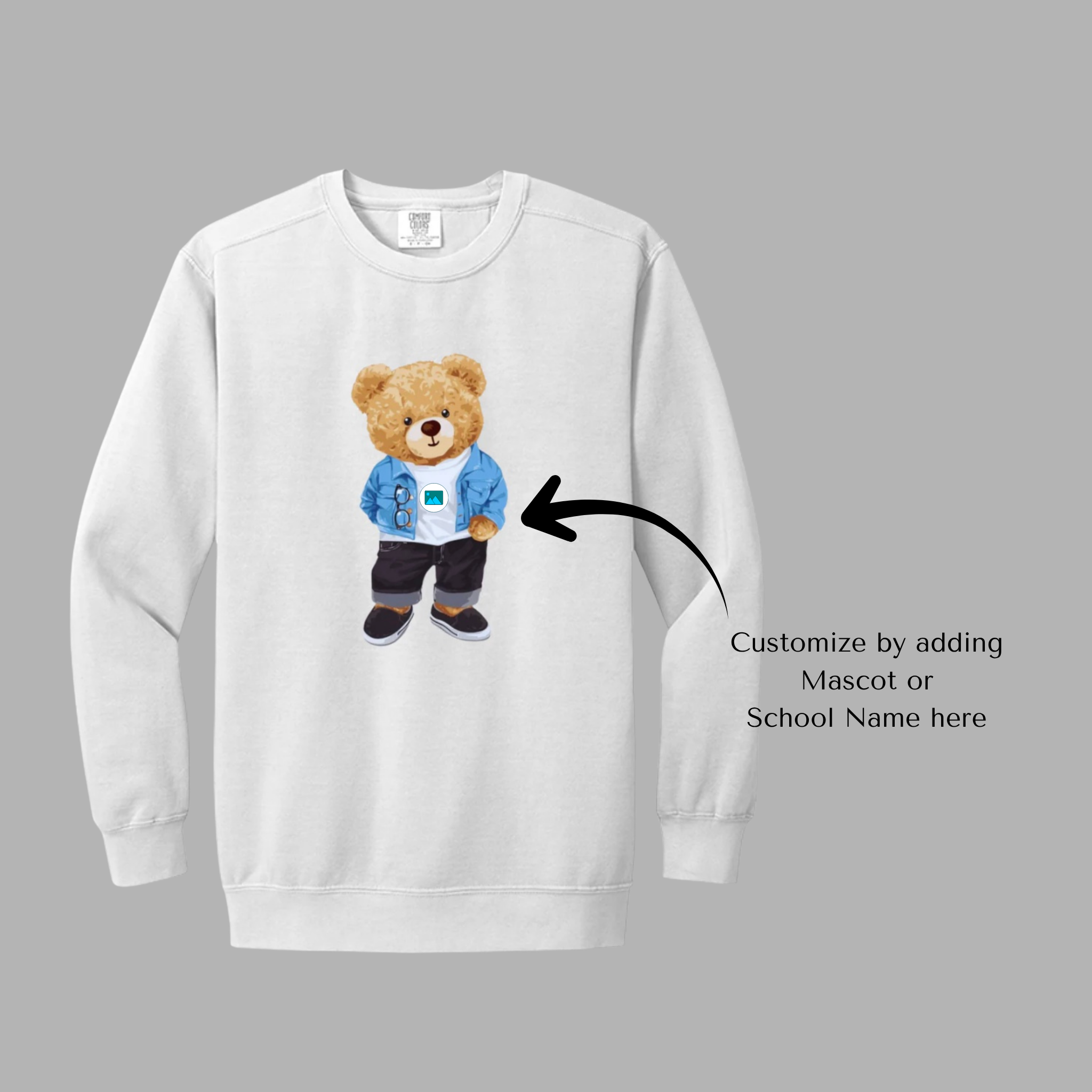 Customizable Bear Cutie Crewneck Sweatshirt (customize with image or mascot)