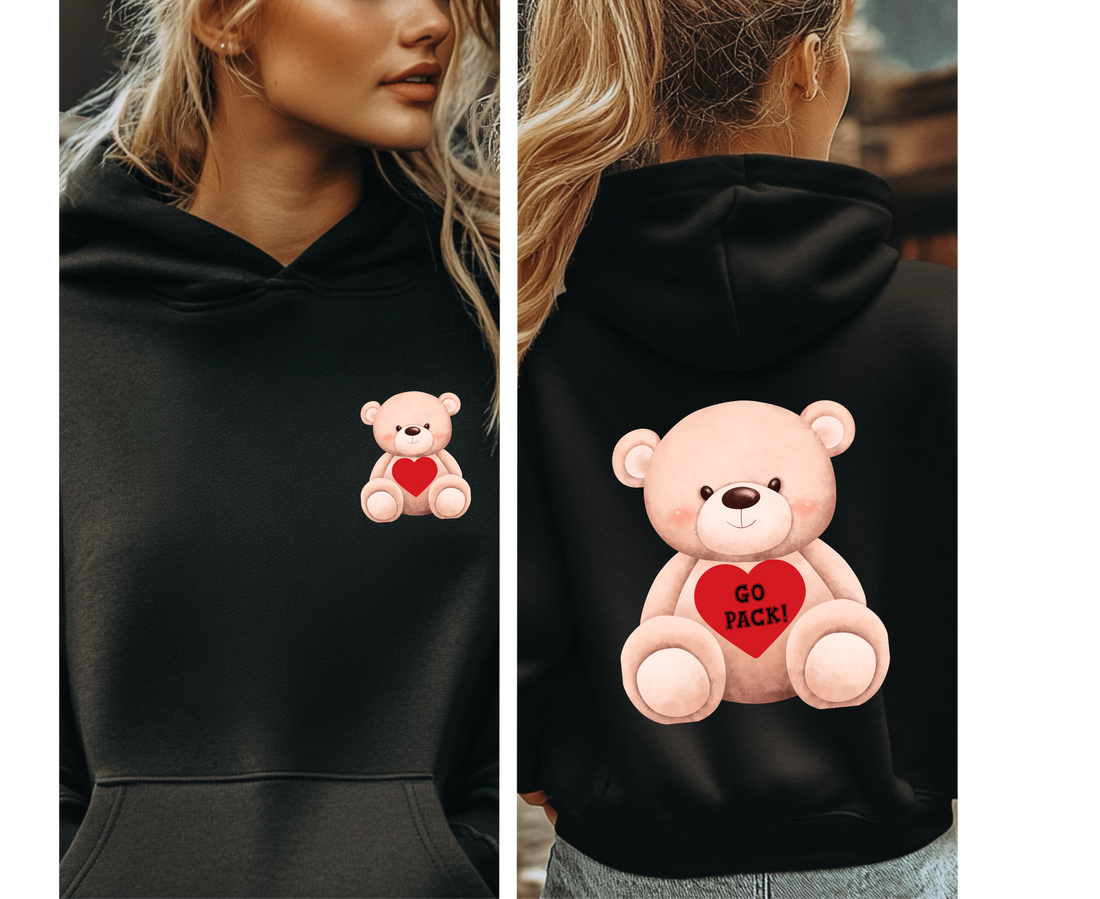 Customizable: Bear Heart Hoodie - Personalizable School Spirit Apparel