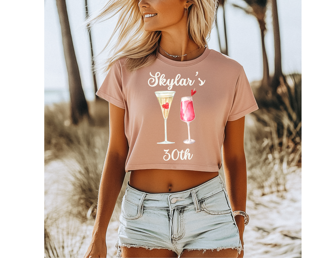 Customizable: Celebratory Drinks Cropped T-Shirt