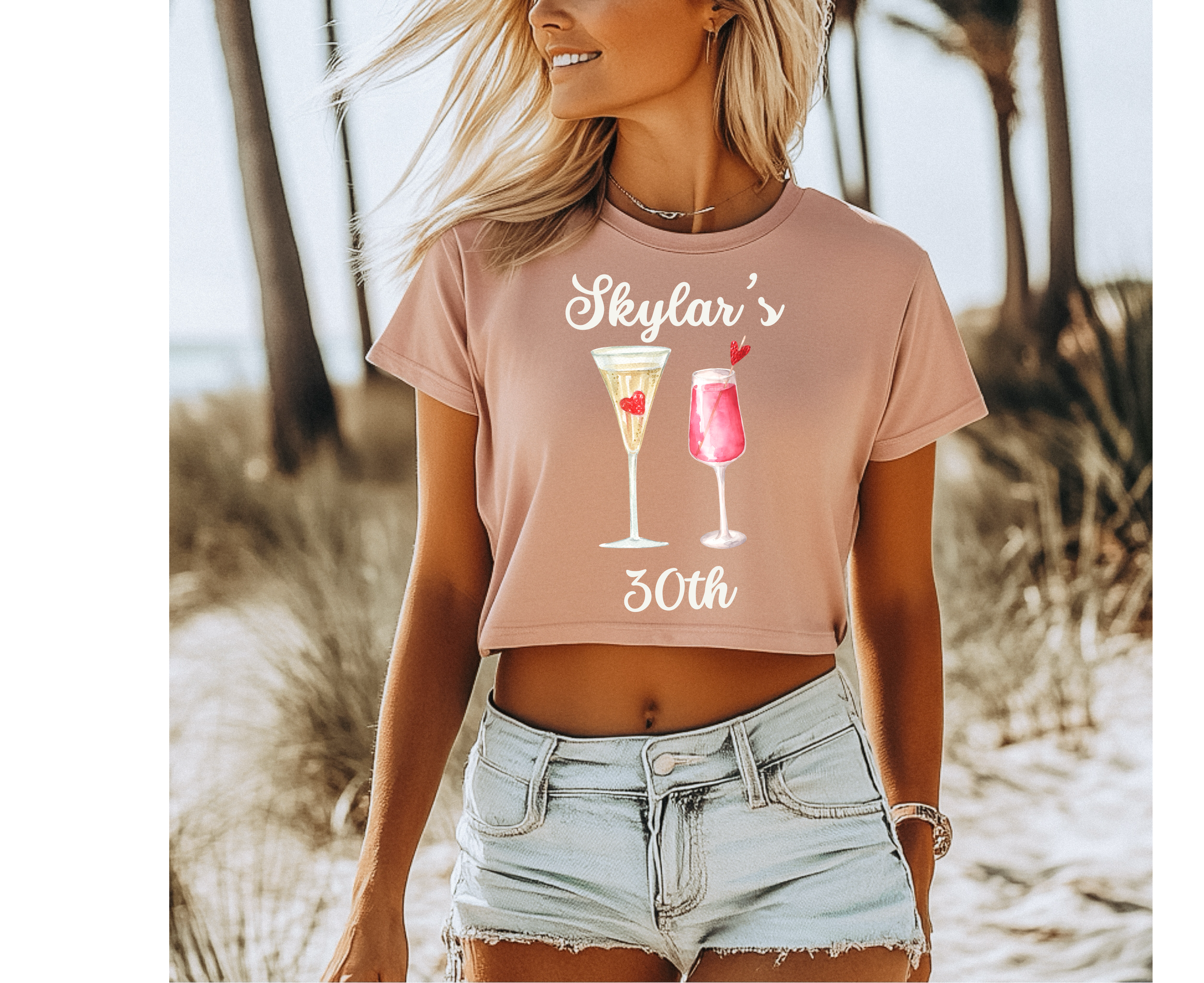 Customizable: Celebratory Drinks Cropped T-Shirt