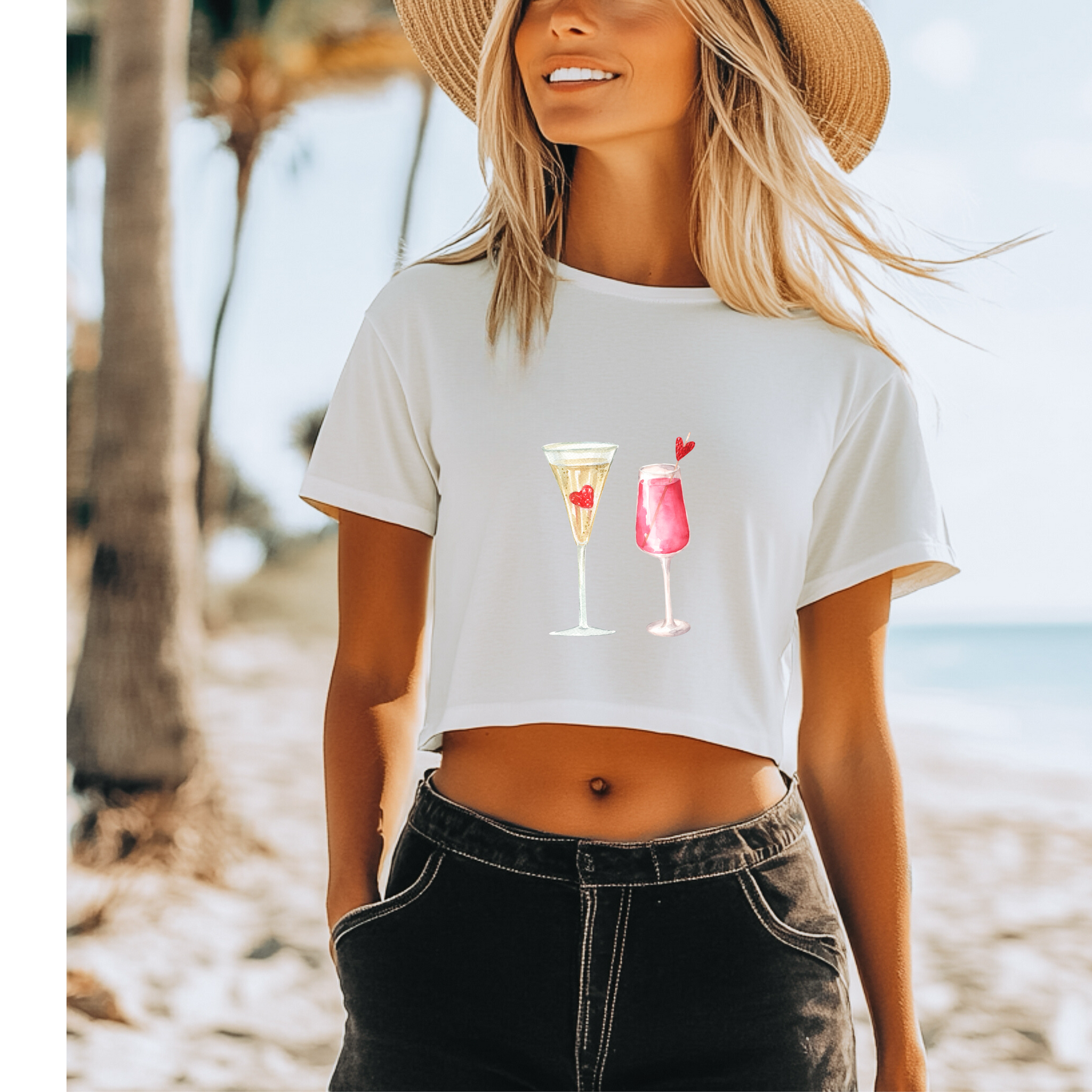 Customizable: Celebratory Drinks Cropped T-Shirt