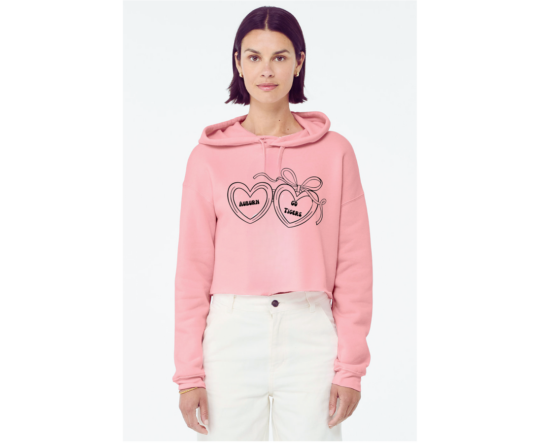 Customizable: Black Open Heart Locket Cropped Fleece Hoodie