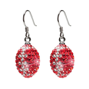 Red and Clear Crystal Football Earrings