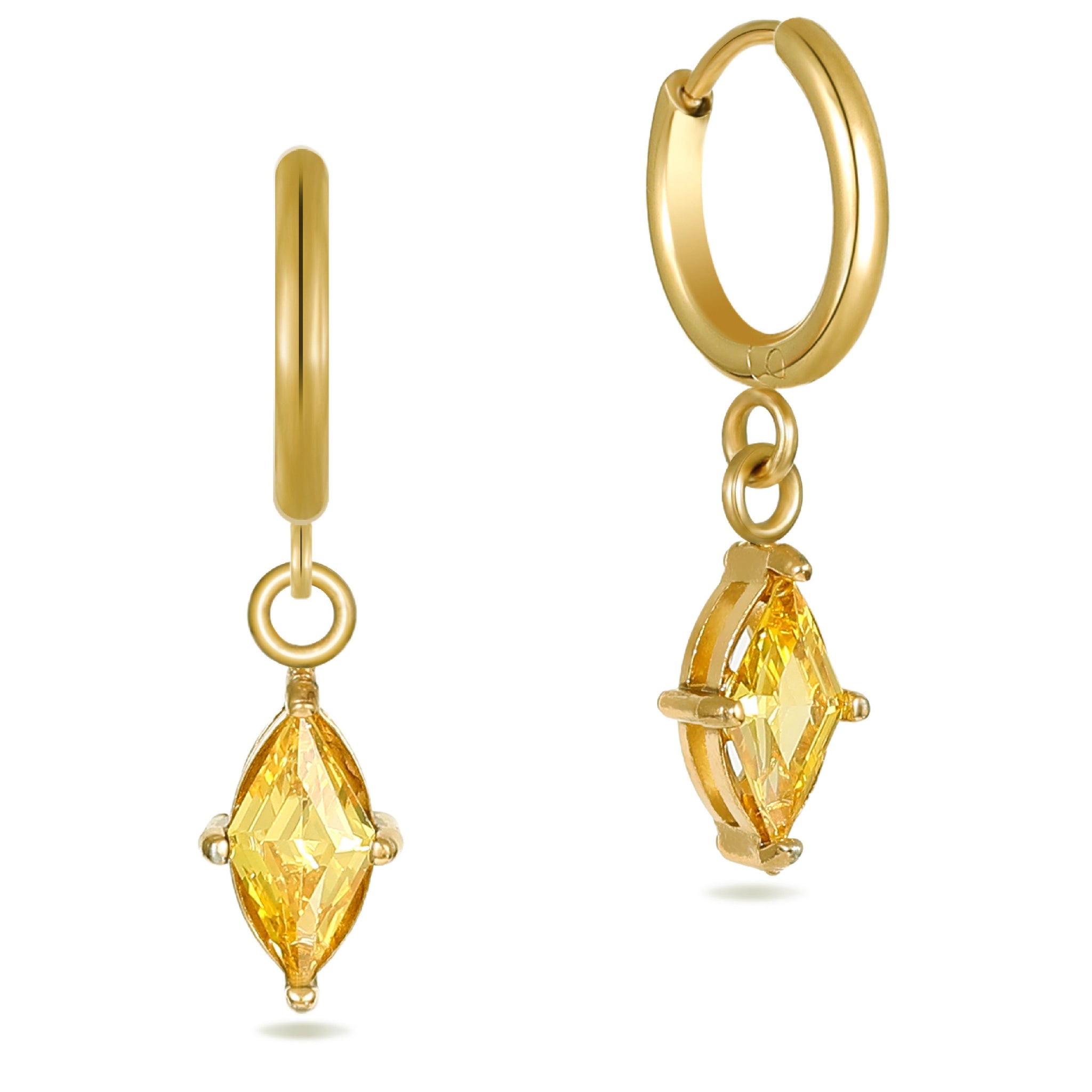 Gold Crystal Huggie Hoops